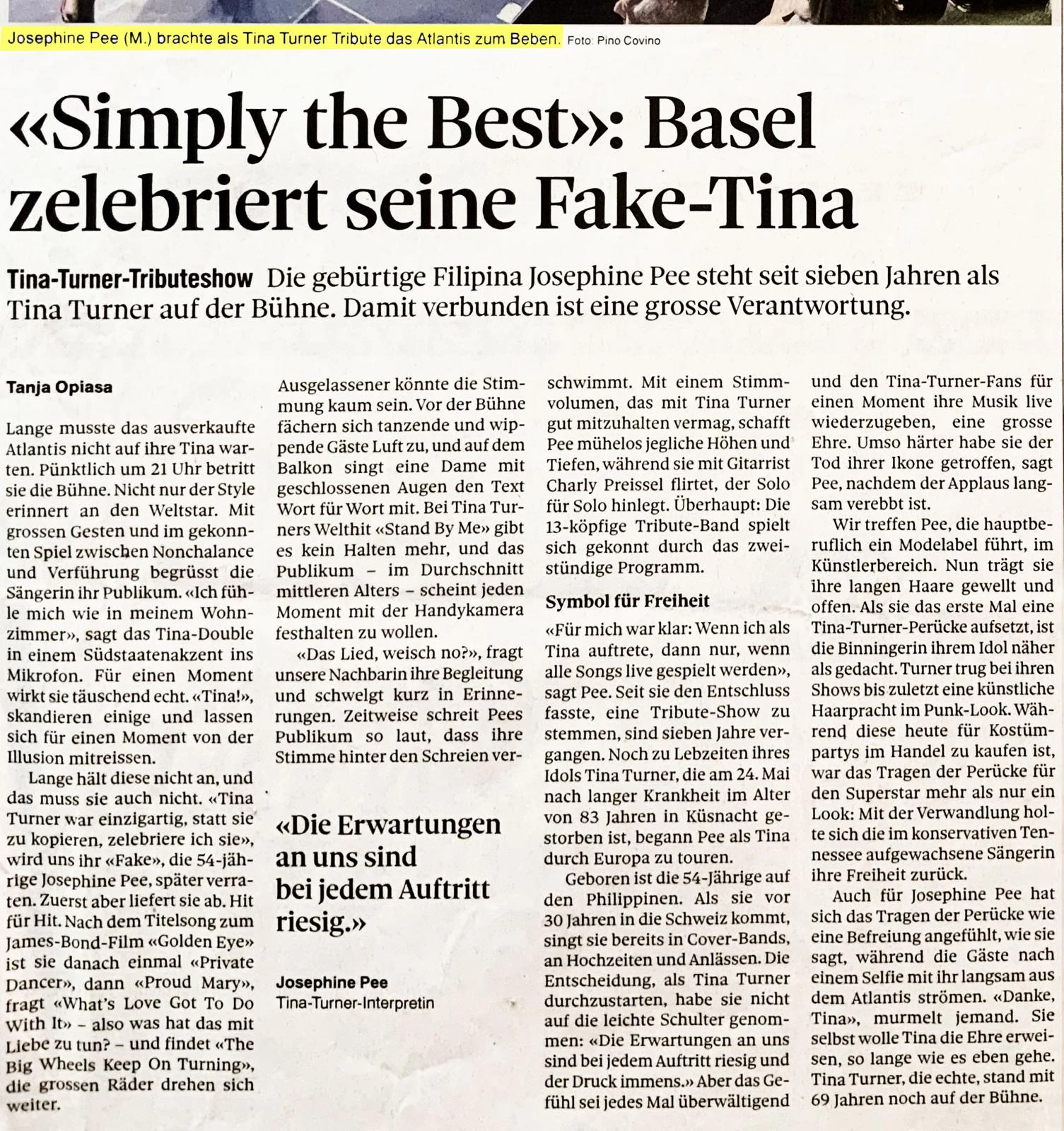 Simply the Best: Basel zelebriert seine Fake-Tina