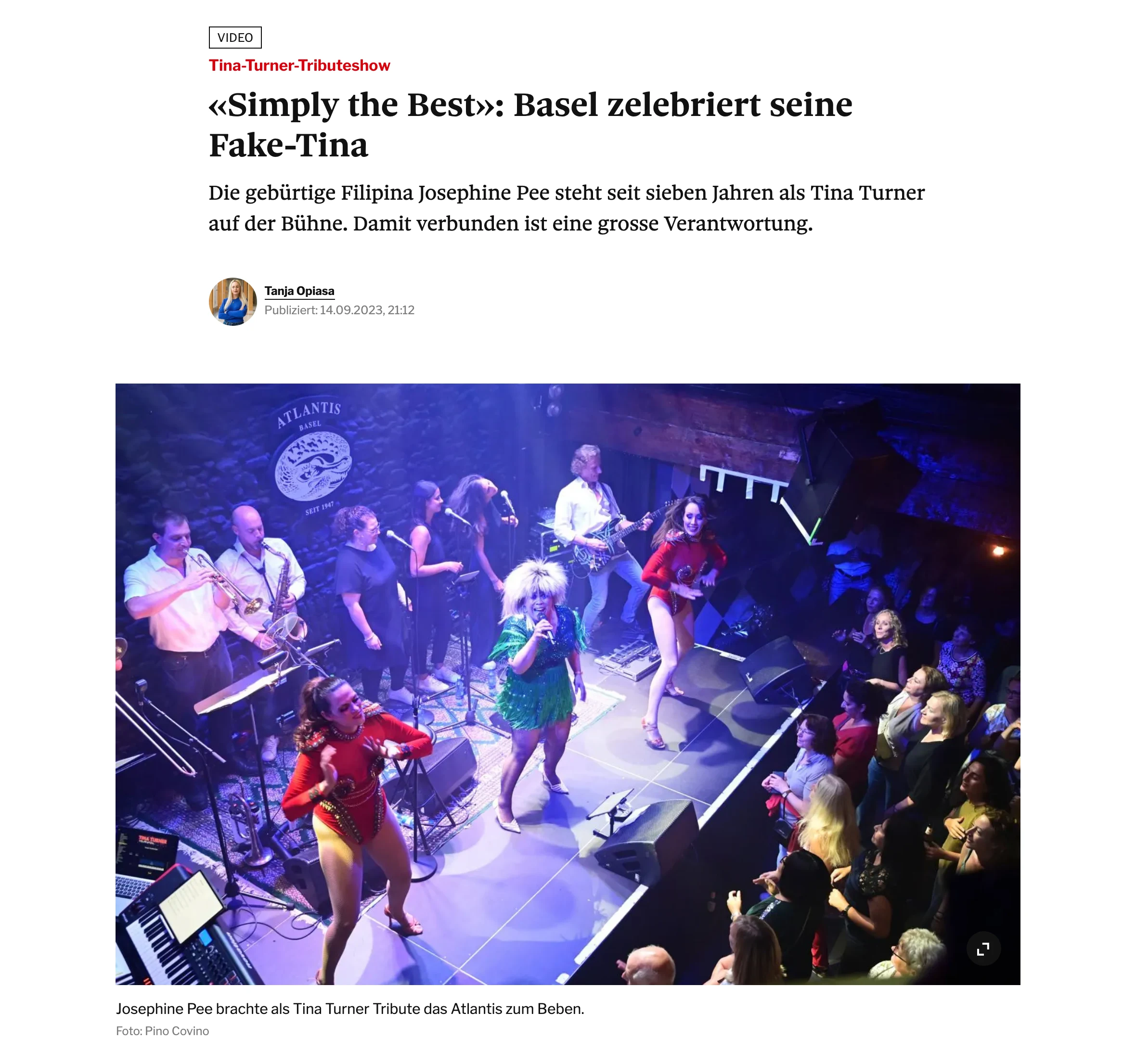 Bericht der Basler Zeitung: Josephine Pee als Tina Turner Tribute im Atlantis Basel